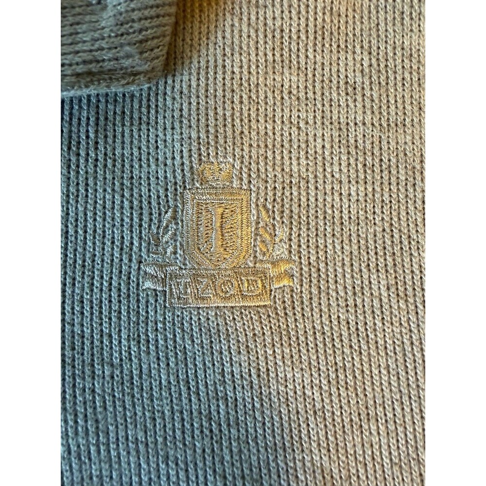IZOD Men's XL Beige Knit Long Sleeve Polo Shirt Cotton Blend Golf Preppy Casual - Picture 5 of 6